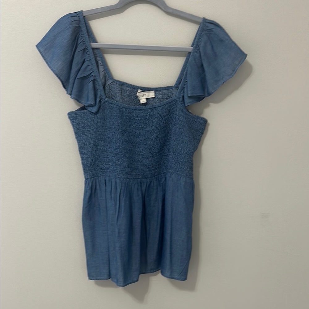 Blue Smocked Women's Top